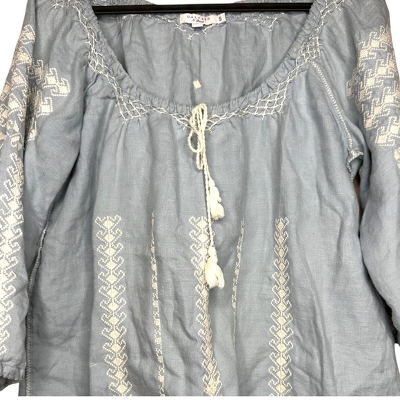 Calypso St. Barth Embroidered Chambray Blouse Small - Picture 2 of 8